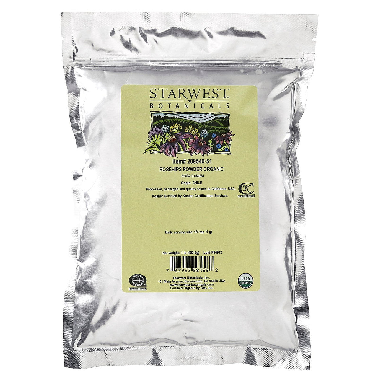 Starwest Botanicals Rosehips Organic Powder, 1 Lb